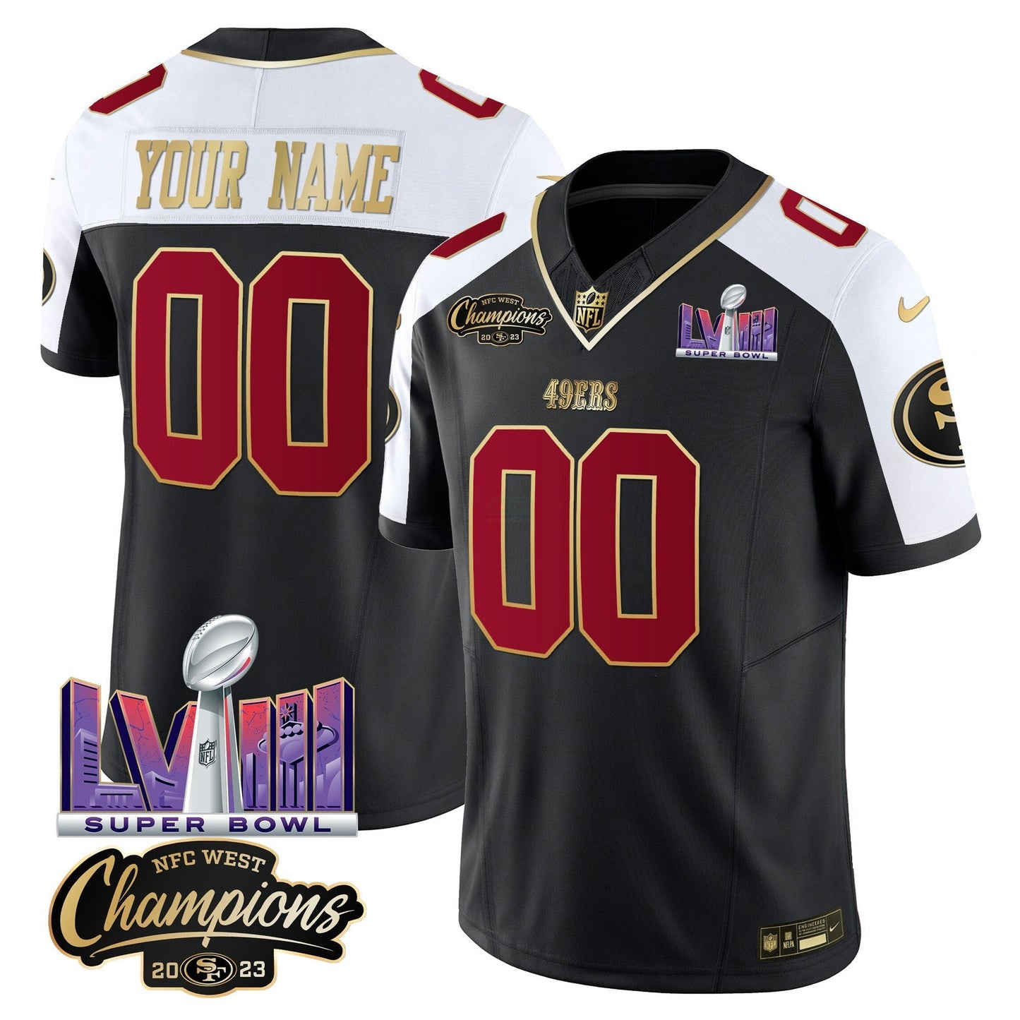 Camisa NFL NFC West Champions & Super Bowl LVIII Patch Vapor Jersey V2