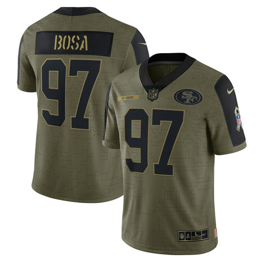 Camisa NFL Nick Bosa San Francisco 2021 Salute To Service Olive Jersey - Nick Bosa