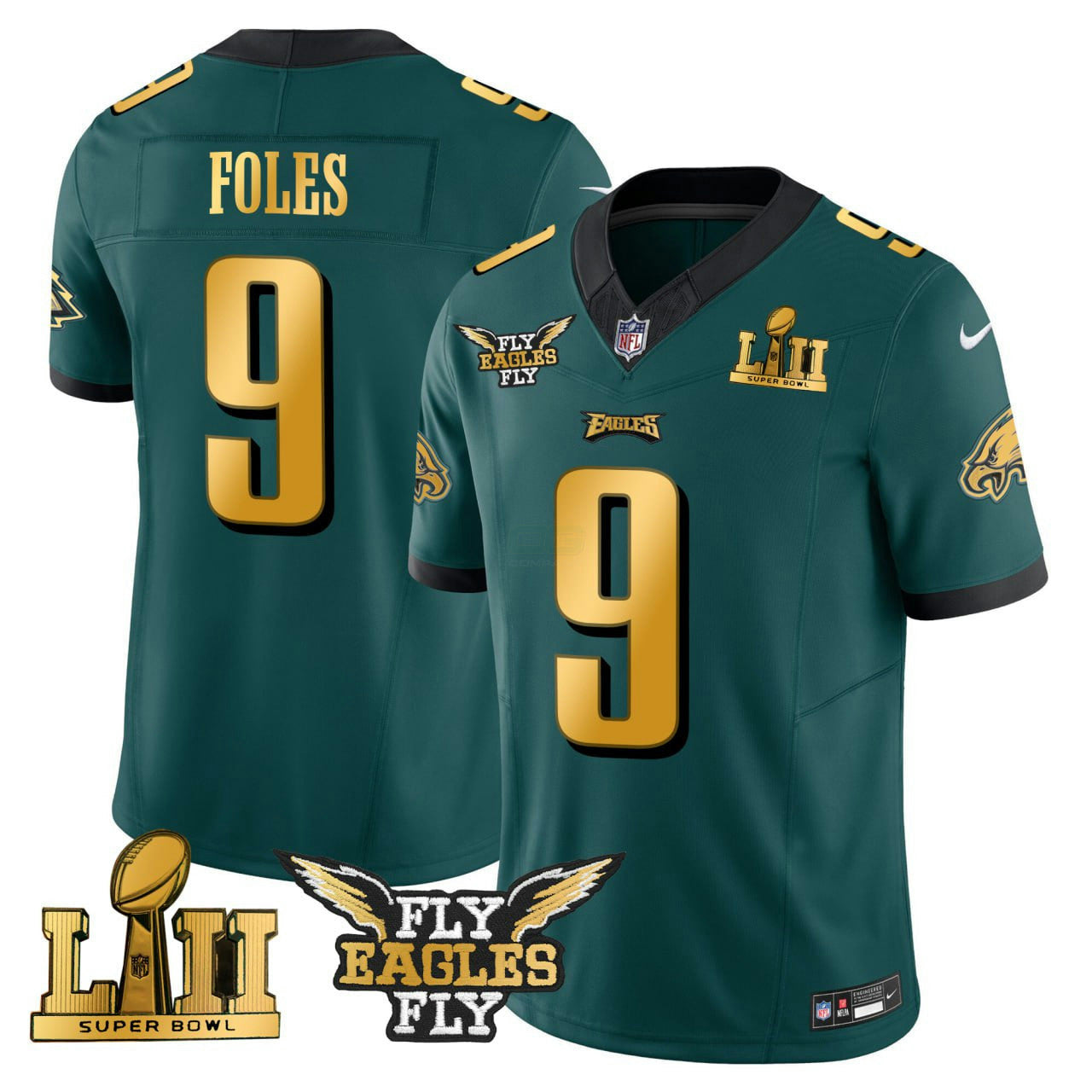 Camisa NFL Nick Foles Philadelphia Gold Trim Super Bowl Jersey - Dourada Trim