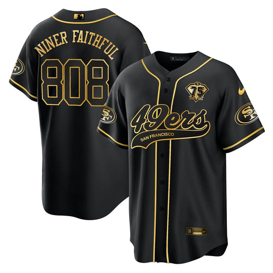Camisa NFL Niner Faithful #808 San Francisco Preta Dourada Jersey - Preta Dourada