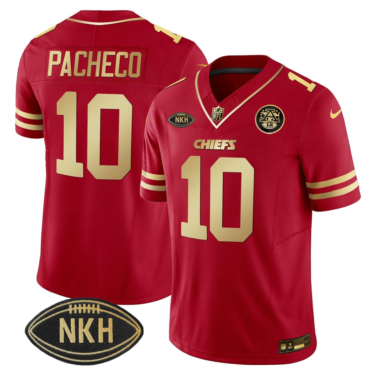 Camisa NFL NKH Patch Vermelha Dourada 2023 Vapor Limited Jersey