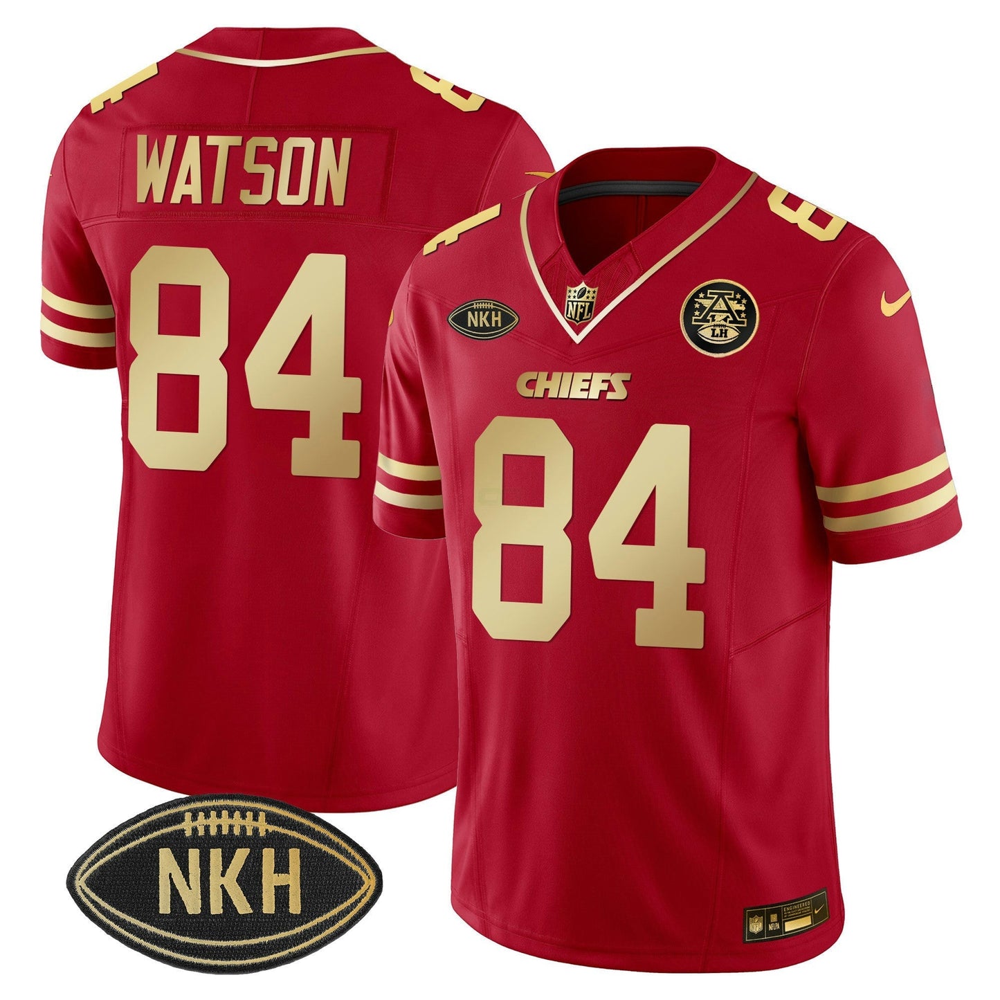 Camisa NFL NKH Patch Vermelha Dourada 2023 Vapor Limited Jersey