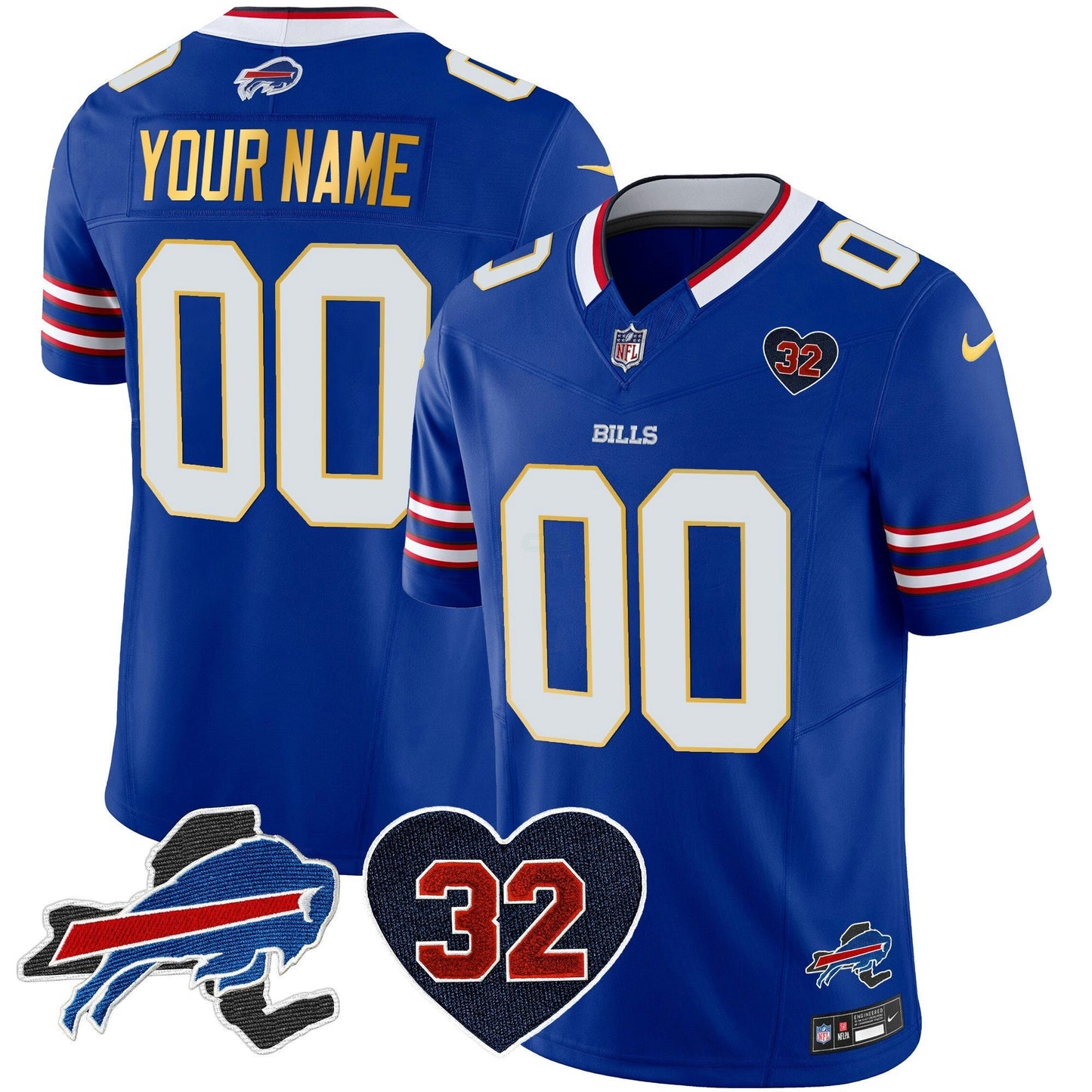 Camisa NFL O.J. Simpson Patch Dourada Trim Vapor Limited Jersey