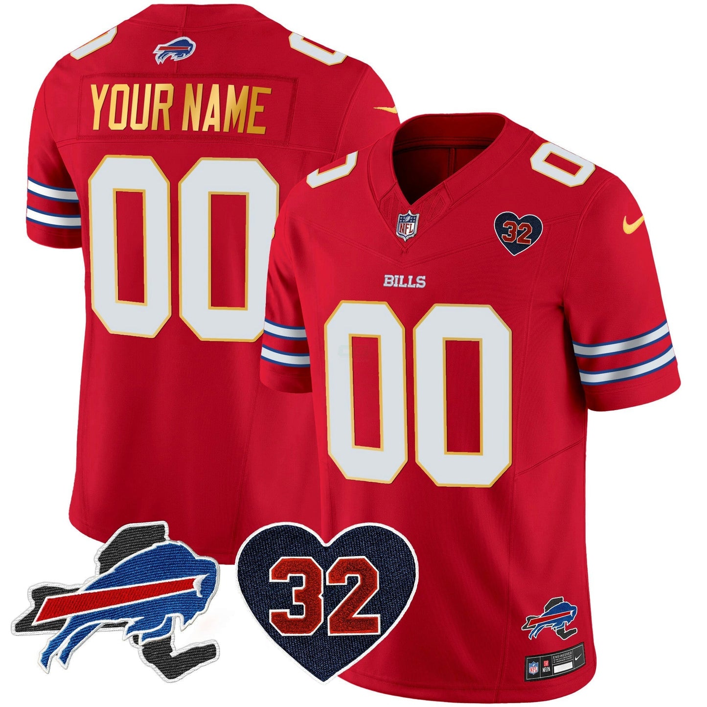 Camisa NFL O.J. Simpson Patch Dourada Trim Vapor Limited Jersey