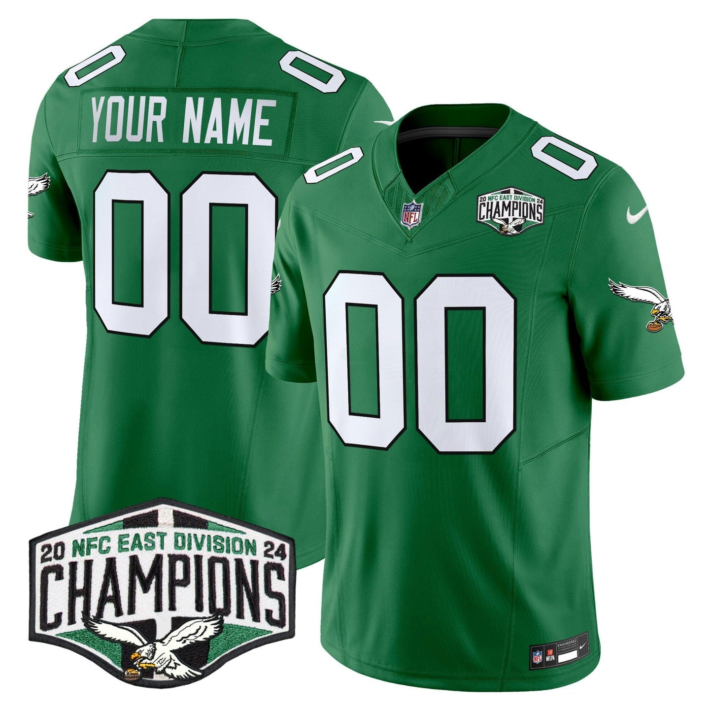 Camisa NFL Philadelphia Kelly Green 2024 NFC East Division Champions Vapor Limited Jersey