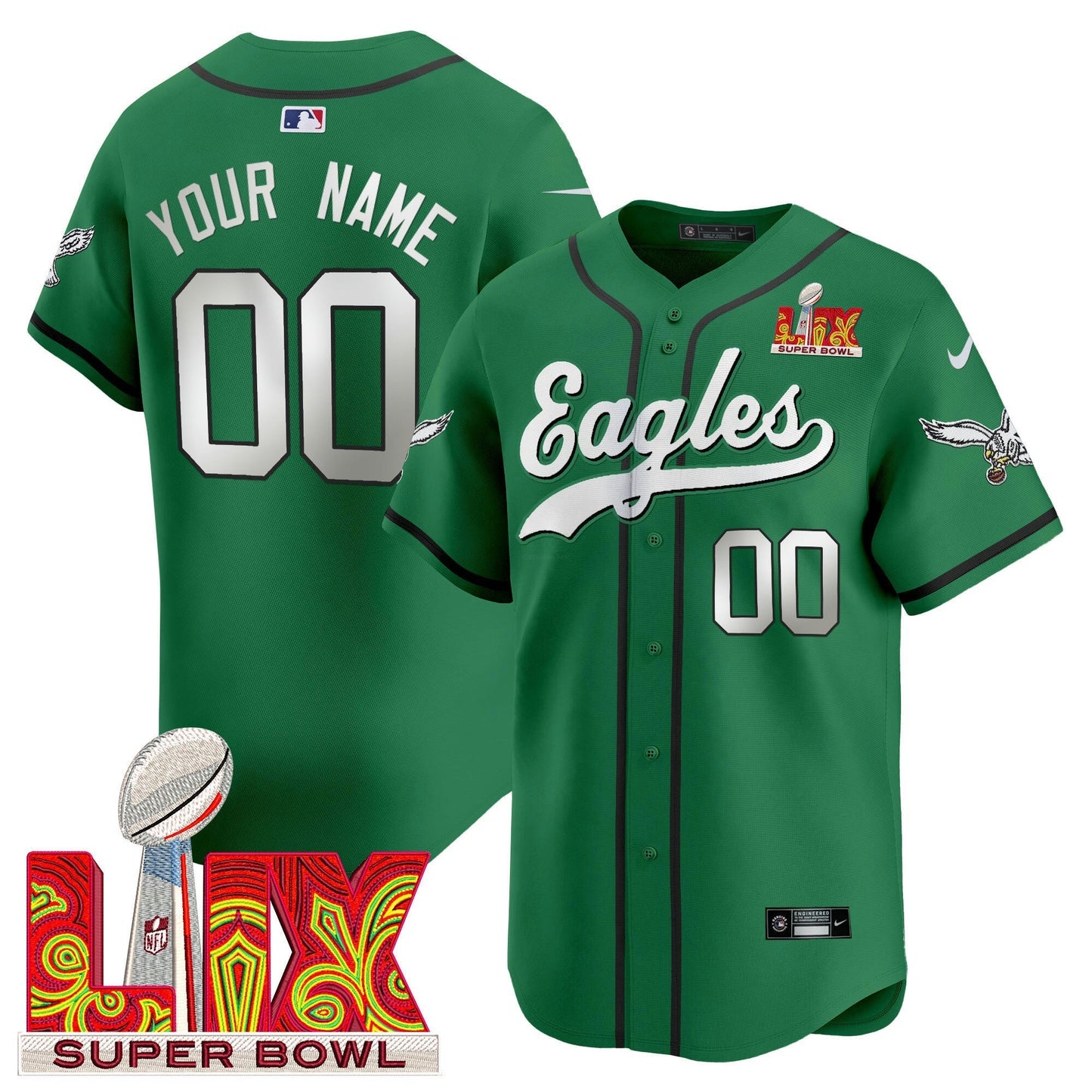 Camisa NFL Philadelphia Midnight Verde Super Bowl LIX Vapor Jersey