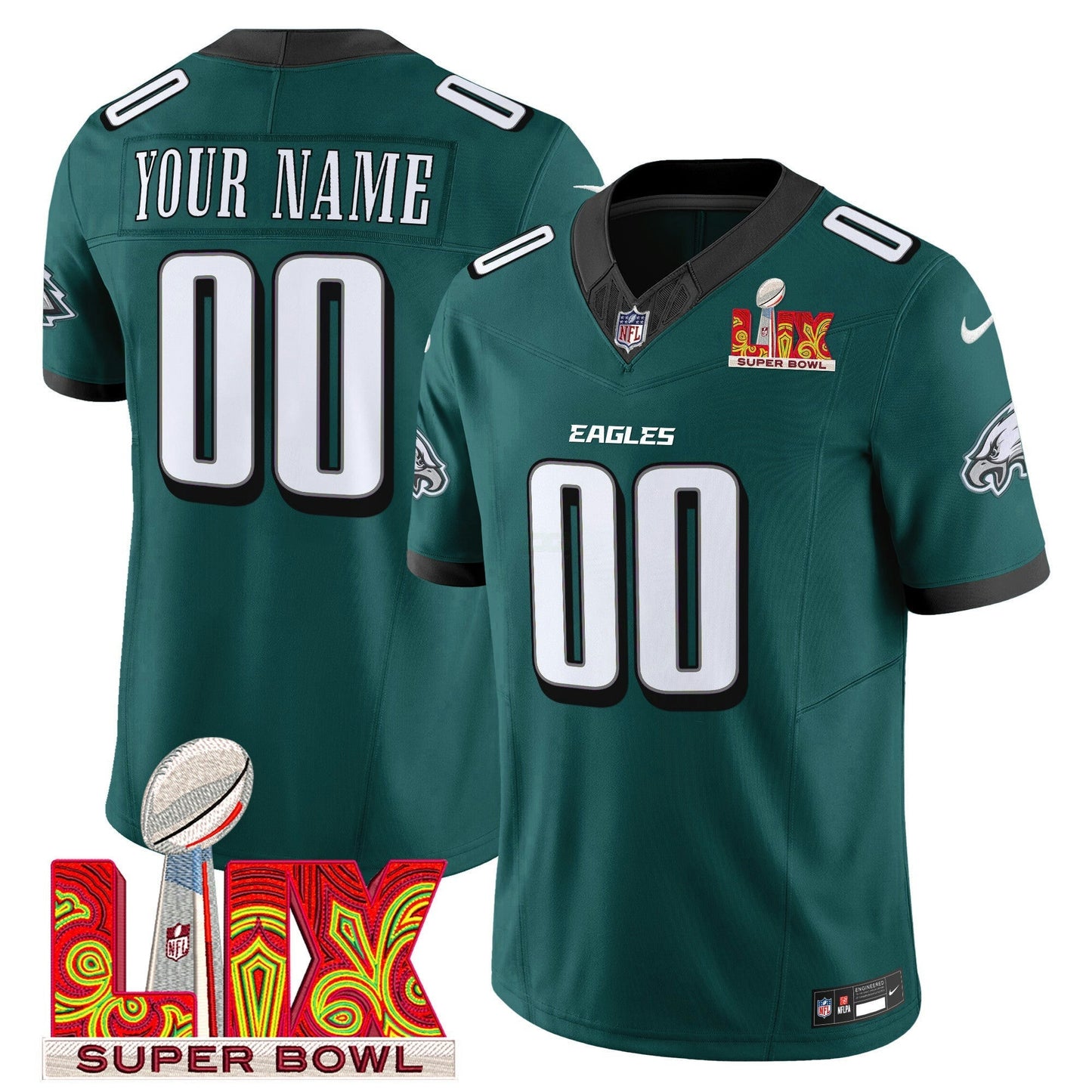Camisa NFL Philadelphia Super Bowl LIX Patch Vapor Limited Jersey