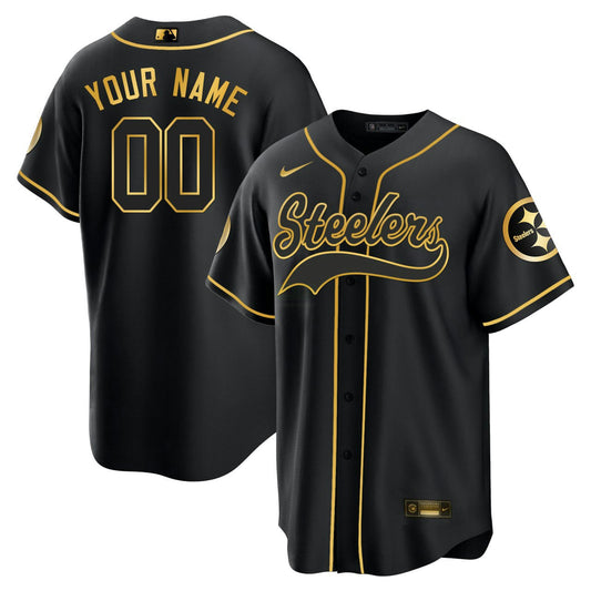 Camisa NFL Pittsburgh Baseball Preta Dourada Jersey - Preta