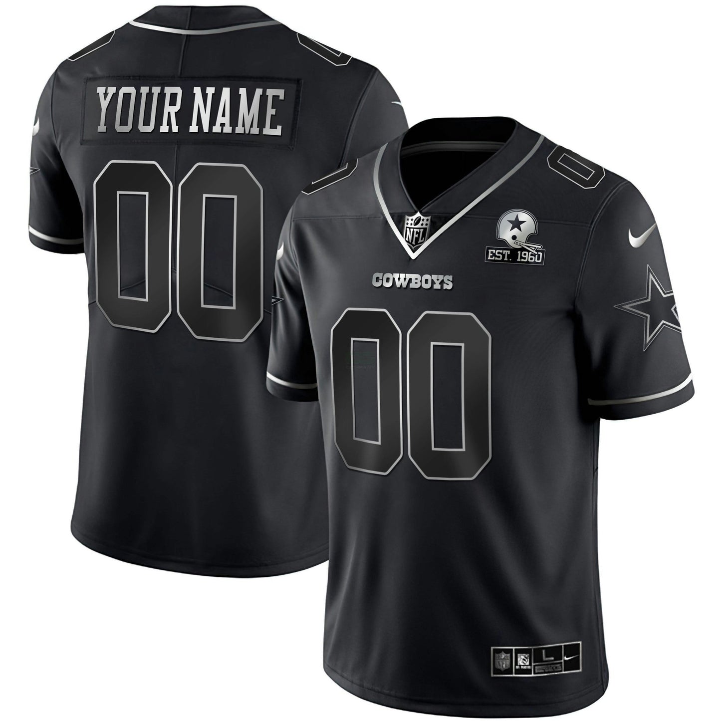 Camisa NFL Preta Dourada & Preta Prata Custom Name and Number