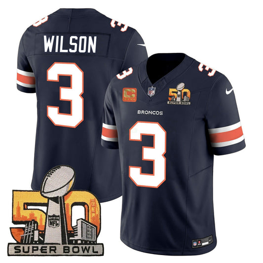 Camisa NFL Russell Wilson Denver Super Bowl 50 Patch Vapor Jersey