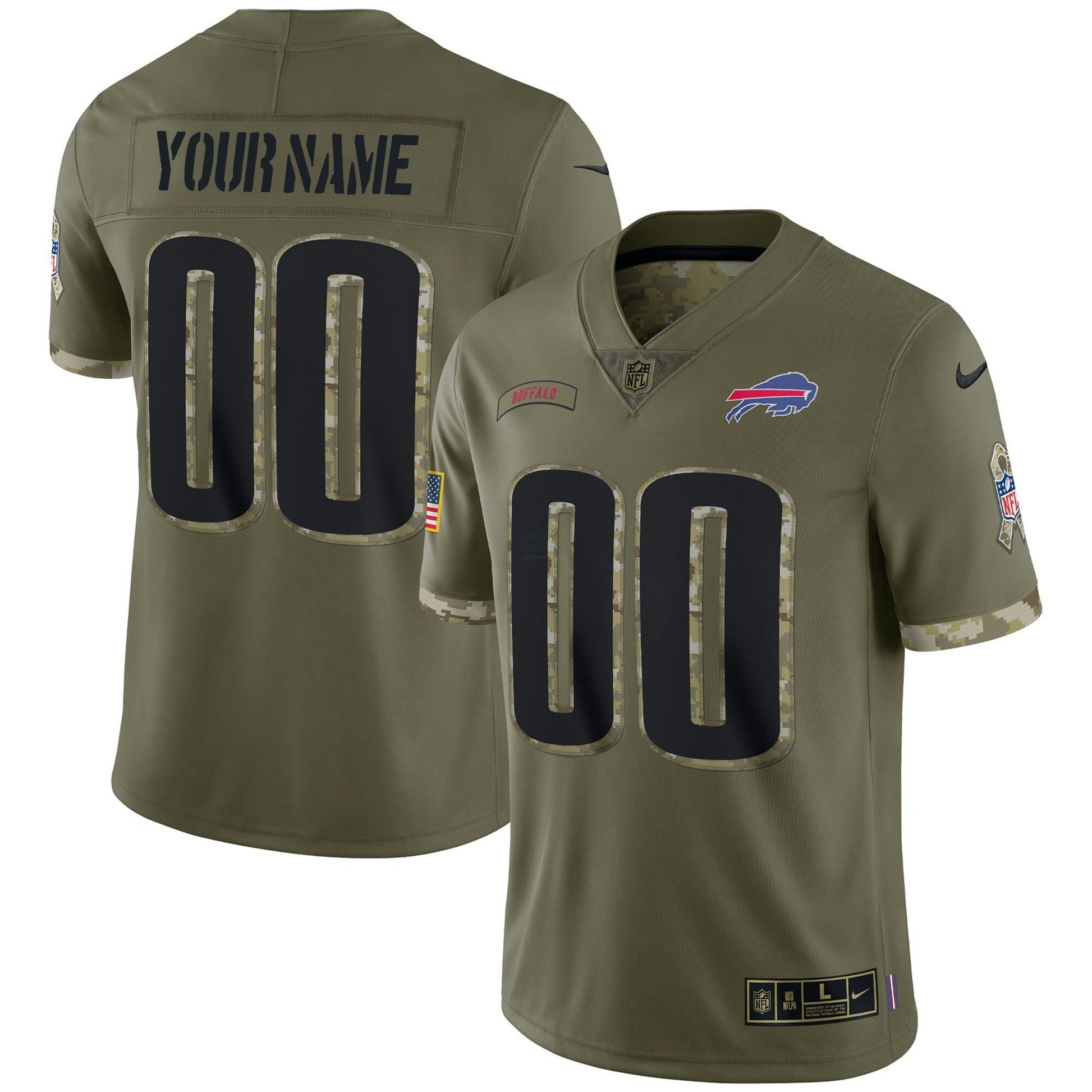 Camisa NFL Buffalo Bills Salute To Service Custom Name and Number - Salute To Service