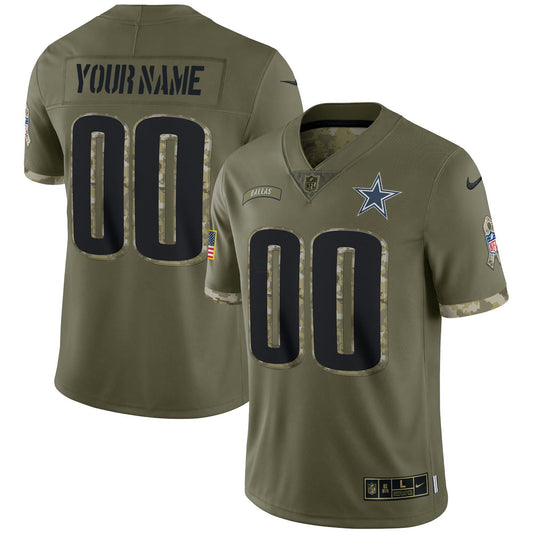 Camisa NFL Dallas Cowboys Salute To Service Custom Name and Number - Salute To Service