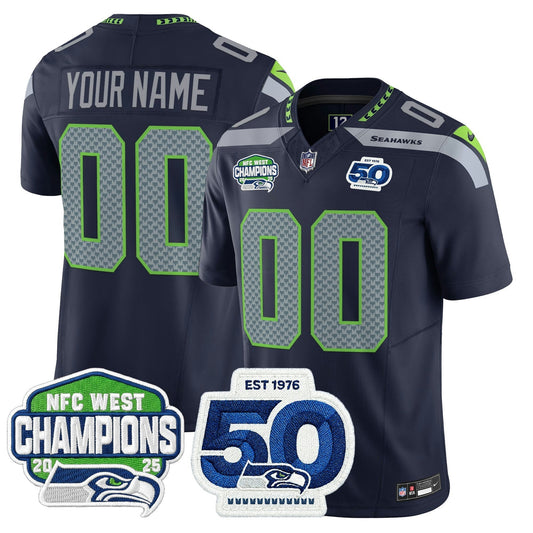 Camisa NFL Seattle 2025 NFC West Division Champions & 50th Anniversary Patch Vapor Limited Jersey