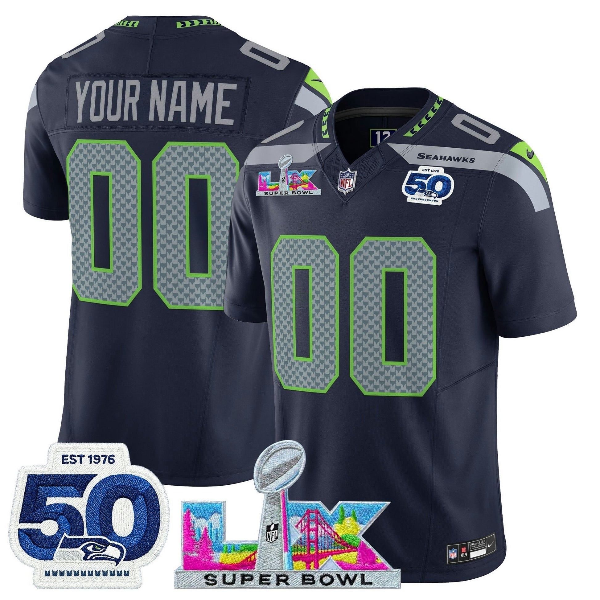 Camisa NFL Seattle “Super Bowl LX & 50th Patch” Vapor Limited Jersey