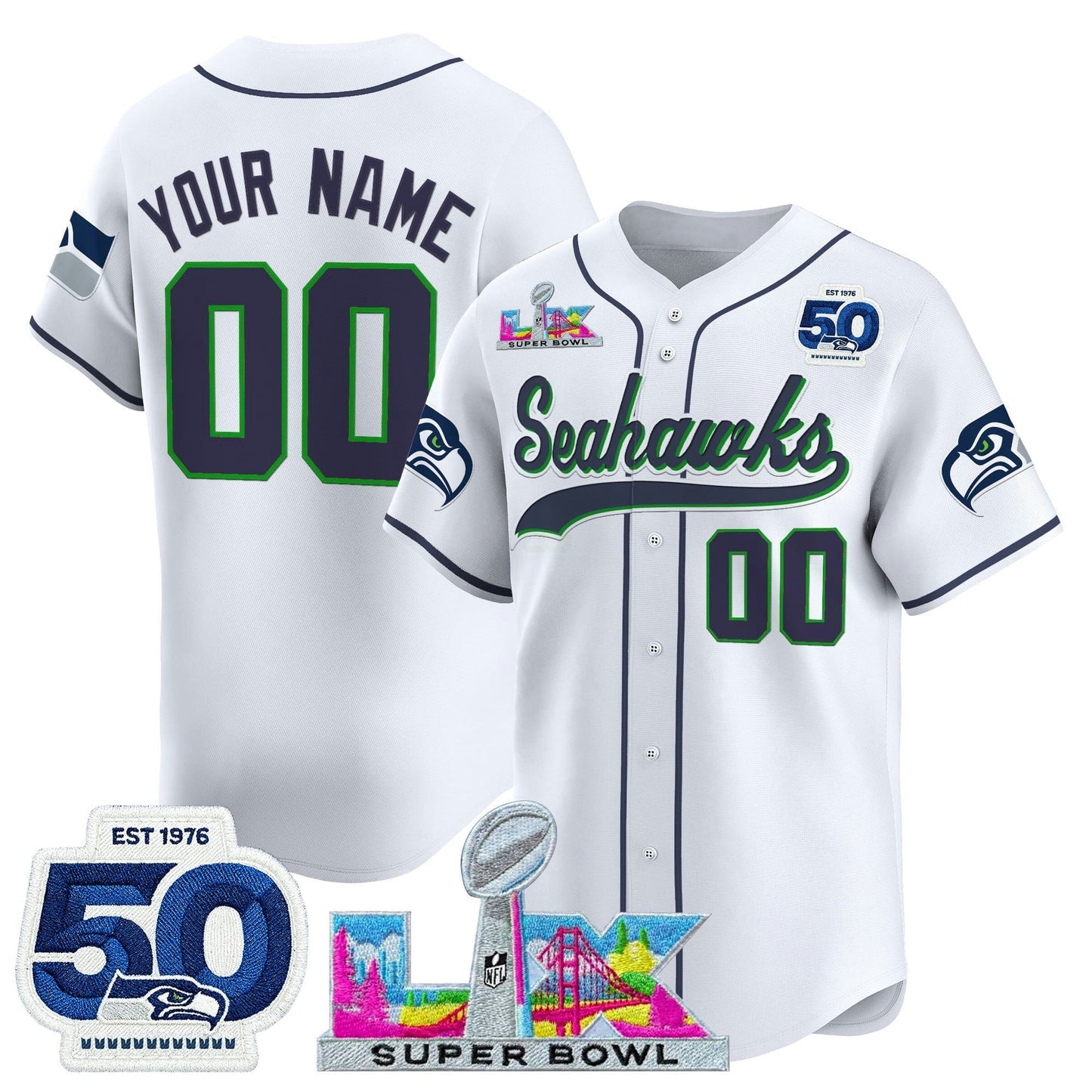 Camisa NFL Seattle “Super Bowl LX & United States 250th Anniversary Patch” Vapor Jersey