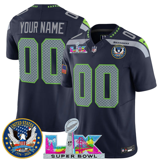 Camisa NFL Seattle “Super Bowl LX & United States 250th Patch” Vapor Limited Jersey