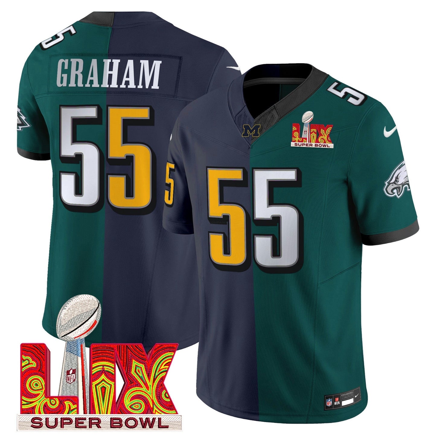 Camisa NFL Split Midnight Verde Super Bowl LIX & College Football Vapor Limited Jersey