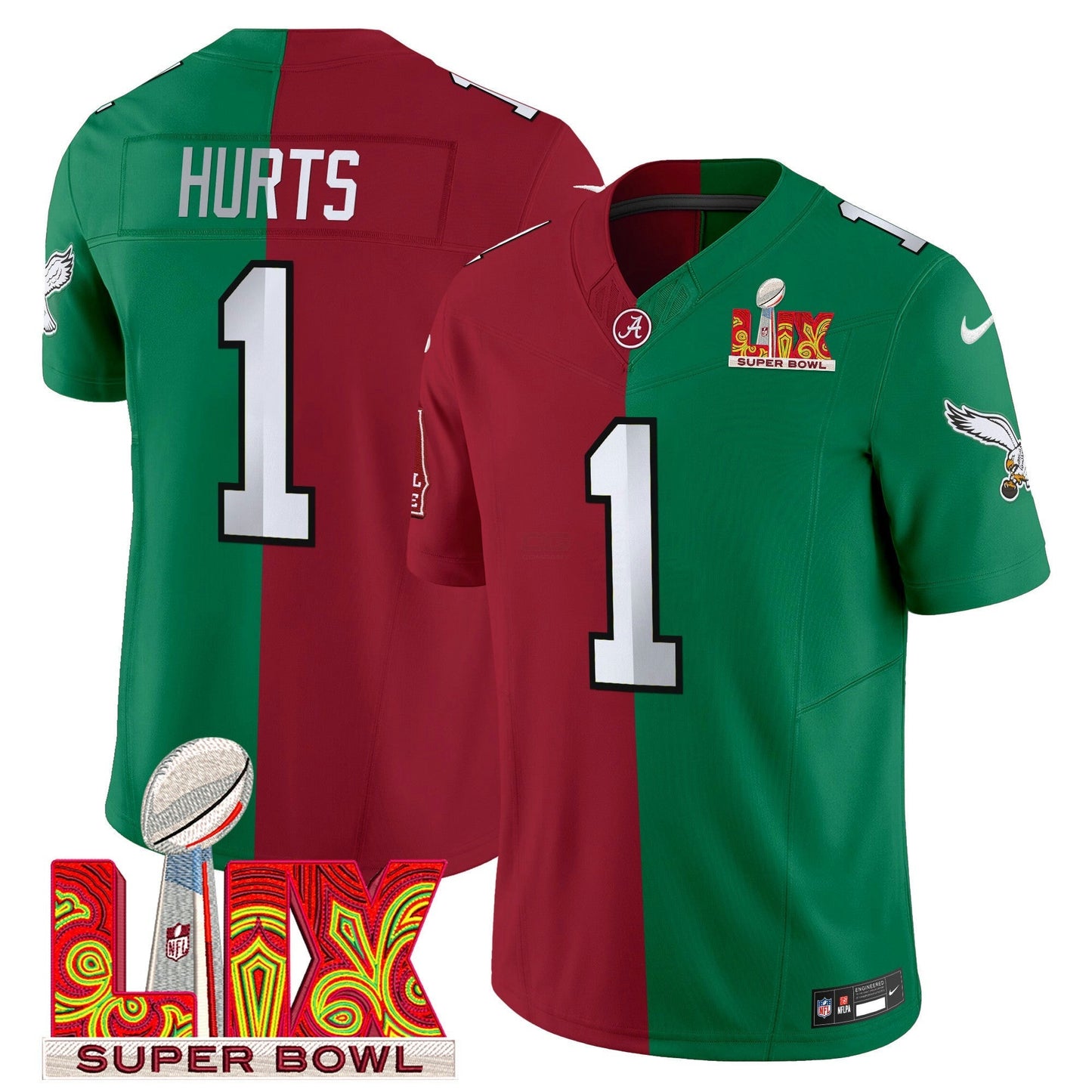 Camisa NFL Split Philadelphia Super Bowl LIX & College Football Vapor Limited Jersey