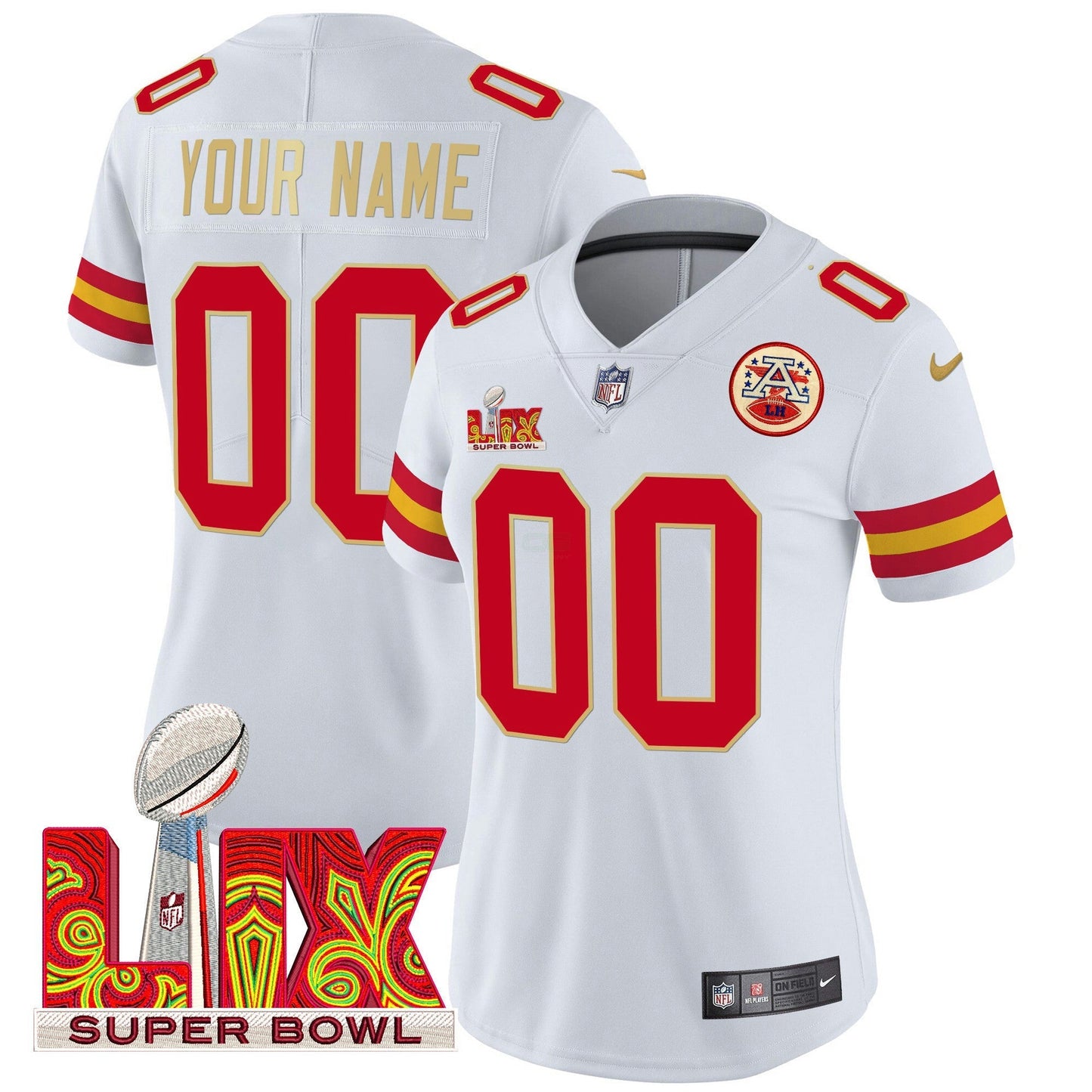 Camisa NFL Super Bowl LIX Patch Dourada Trim Vapor Limited Jersey