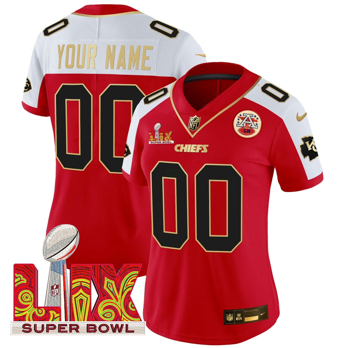 Camisa NFL Super Bowl LIX Patch Dourada Trim Vapor Limited Jersey