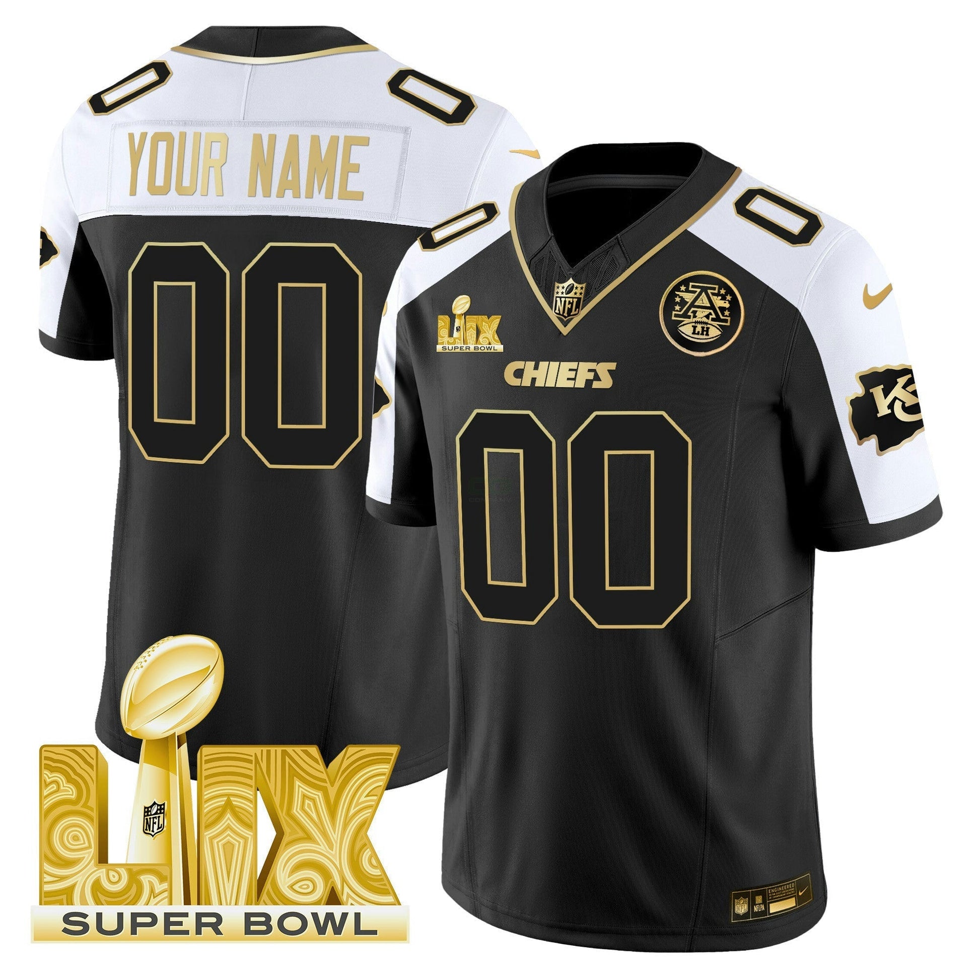 Camisa NFL Super Bowl LIX Patch Dourada Vapor Limited Jersey