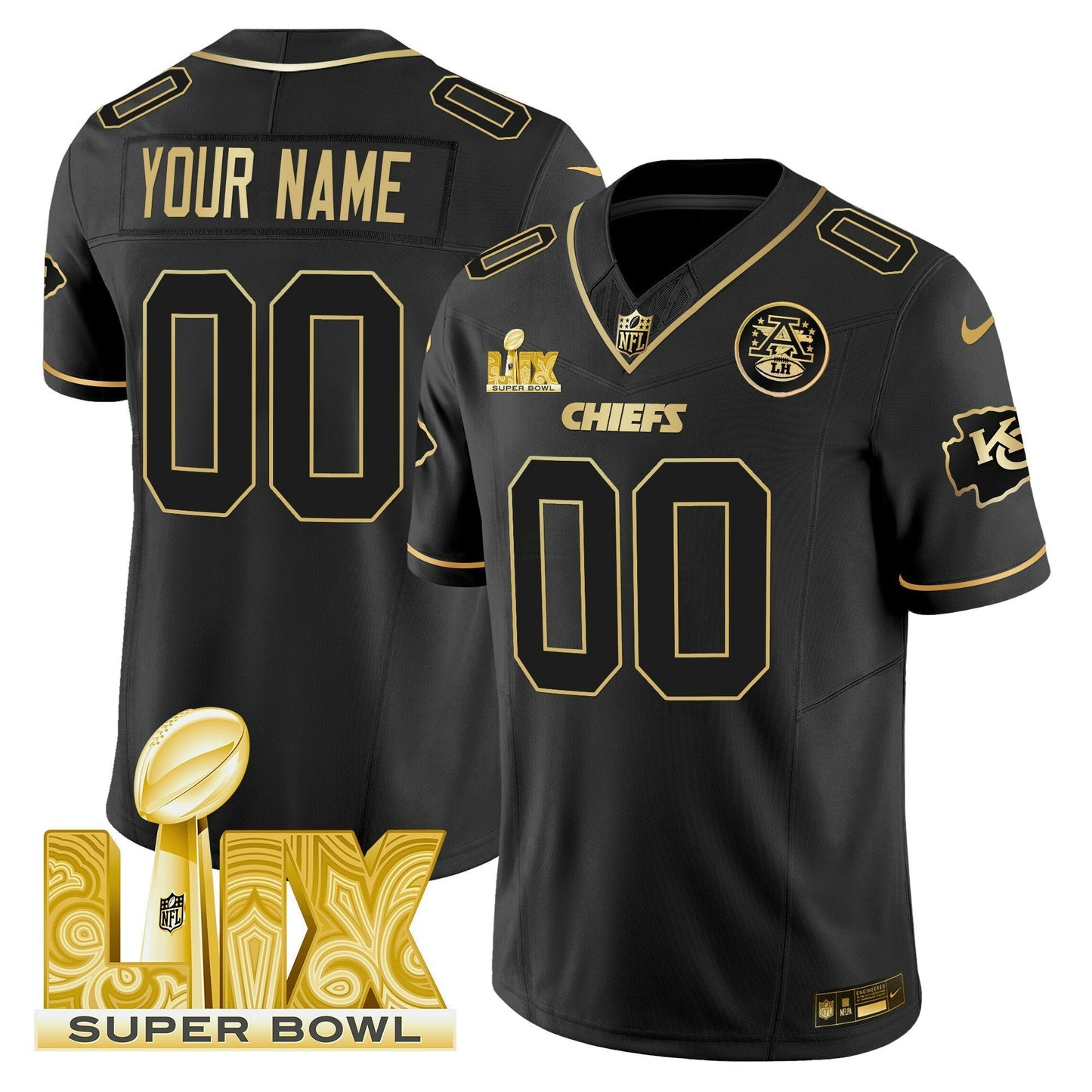 Camisa NFL Super Bowl LIX Patch Dourada Vapor Limited Jersey