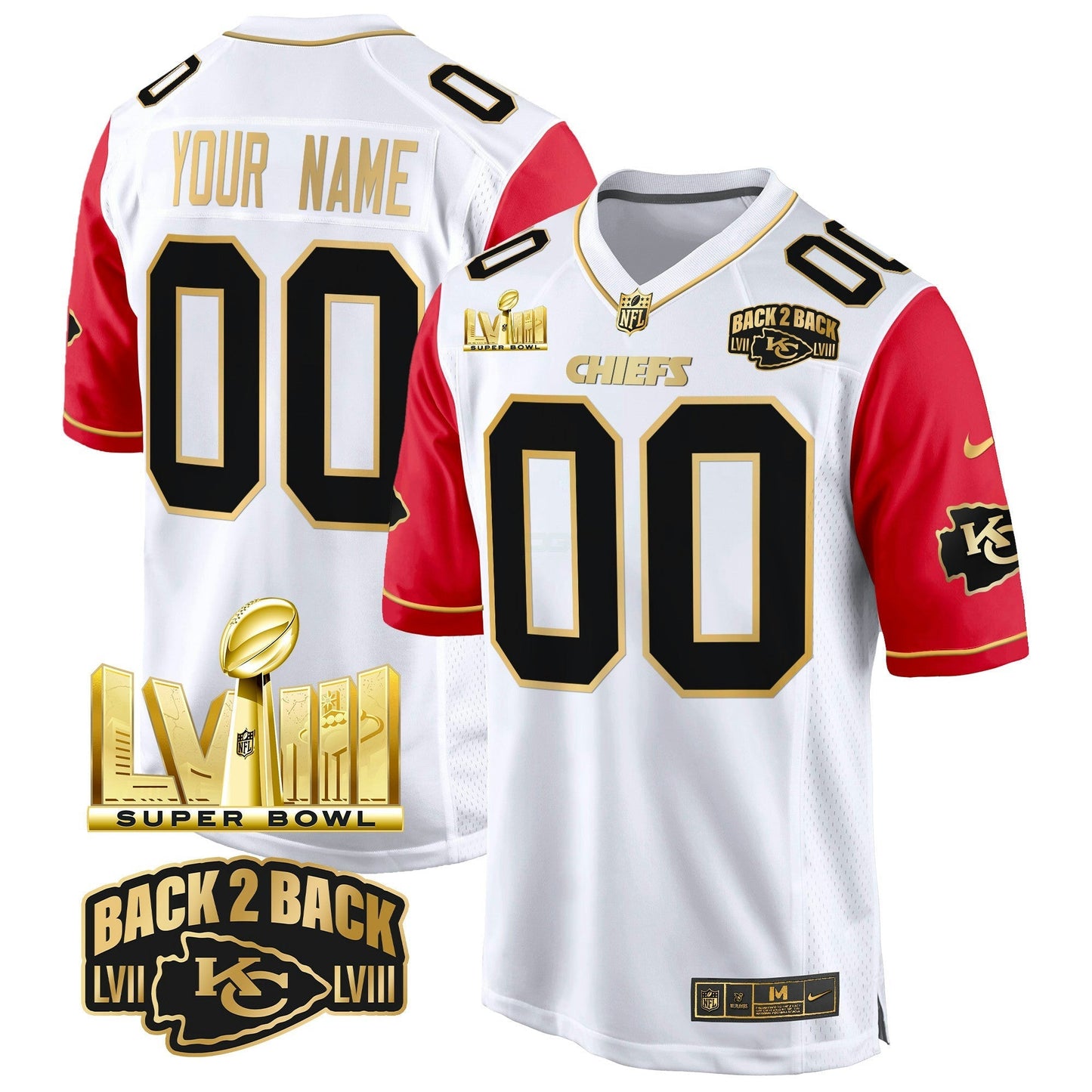 Camisa NFL Super Bowl LVIII & Back 2 Back Gold Game Jersey