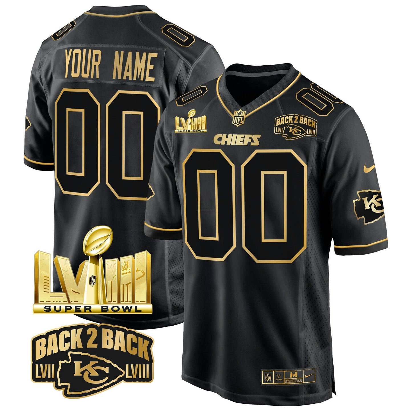 Camisa NFL Super Bowl LVIII & Back 2 Back Gold Game Jersey
