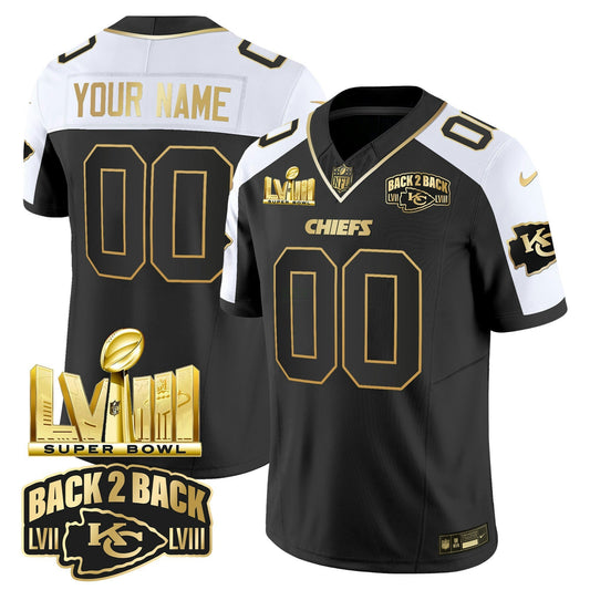 Camisa NFL Super Bowl LVIII & Back 2 Back Gold Patch Vapor Jersey V2