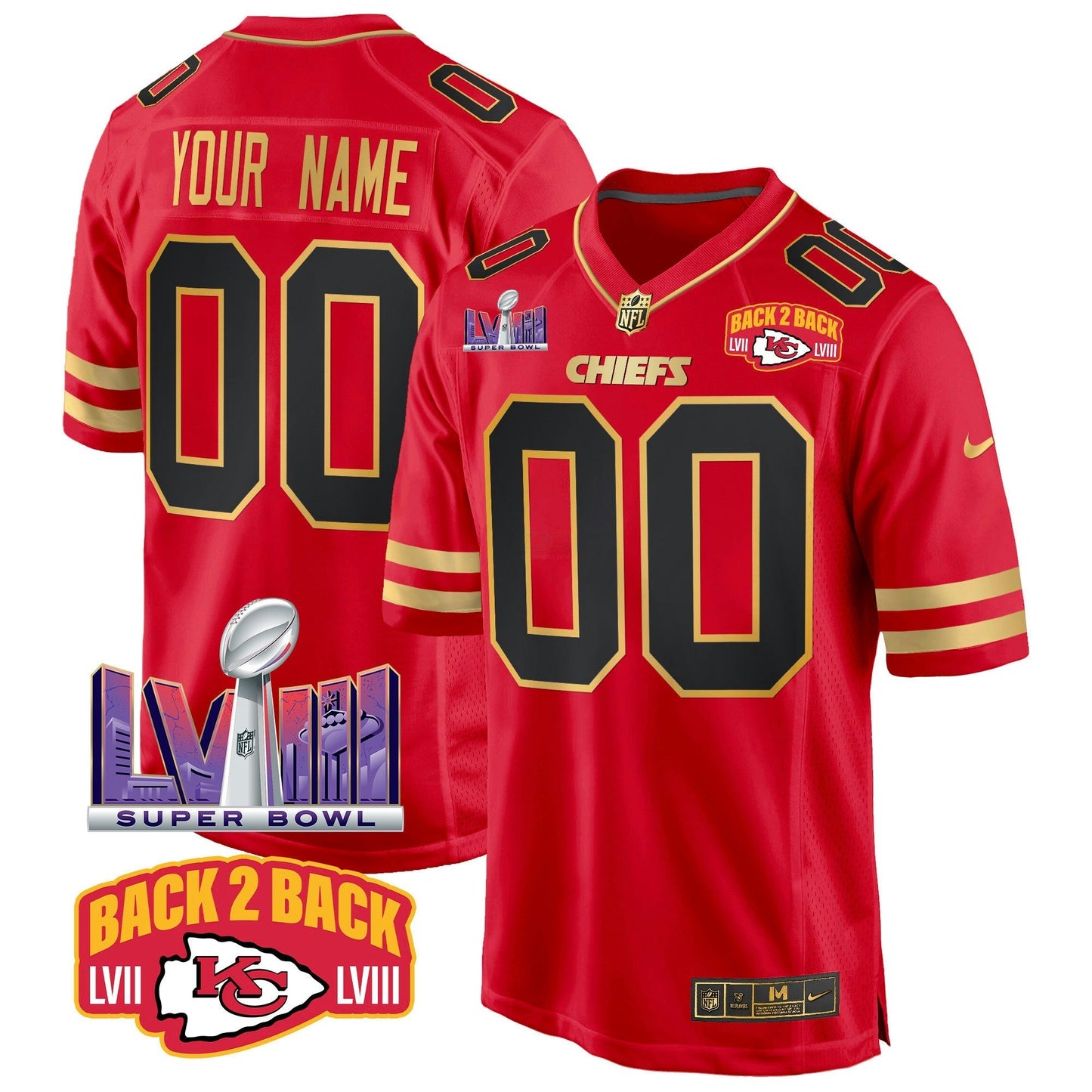 Camisa NFL Super Bowl LVIII & Back 2 Back Patch Game Jersey