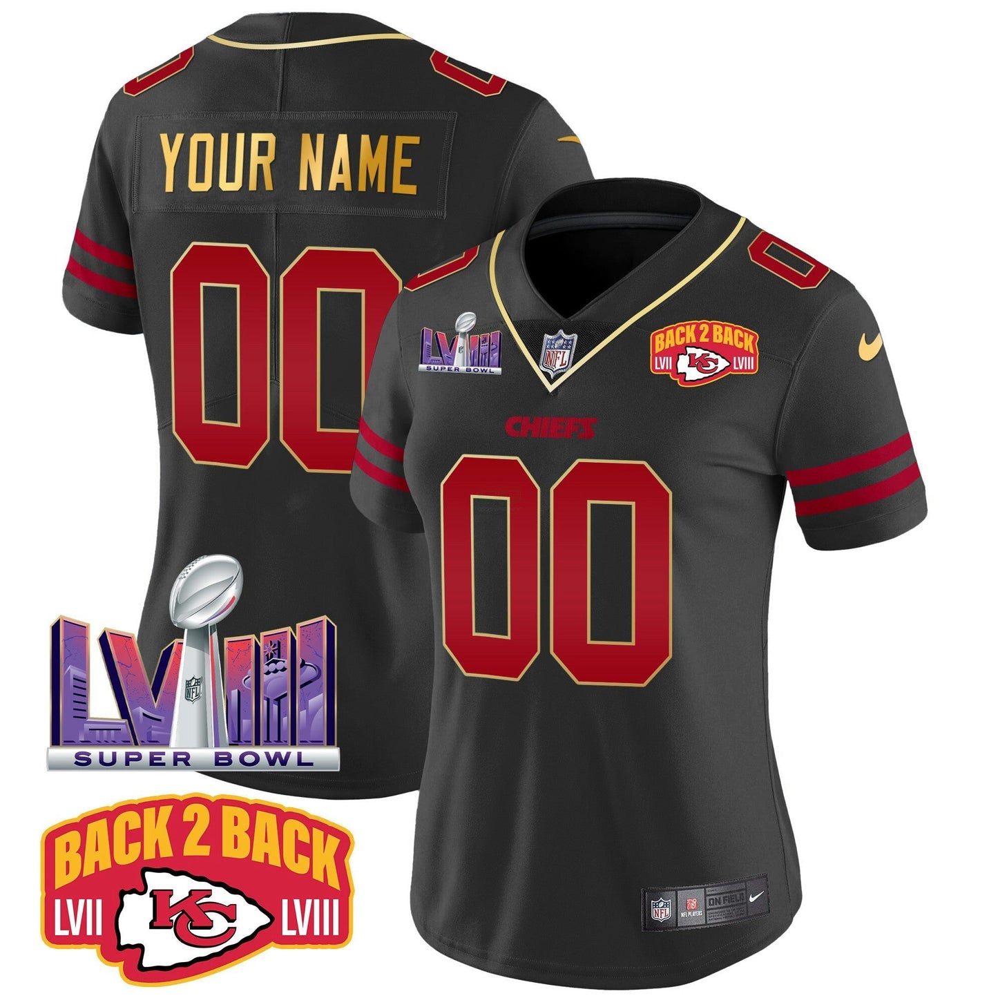 Camisa NFL Super Bowl LVIII & Back 2 Back Patch Vapor Jersey
