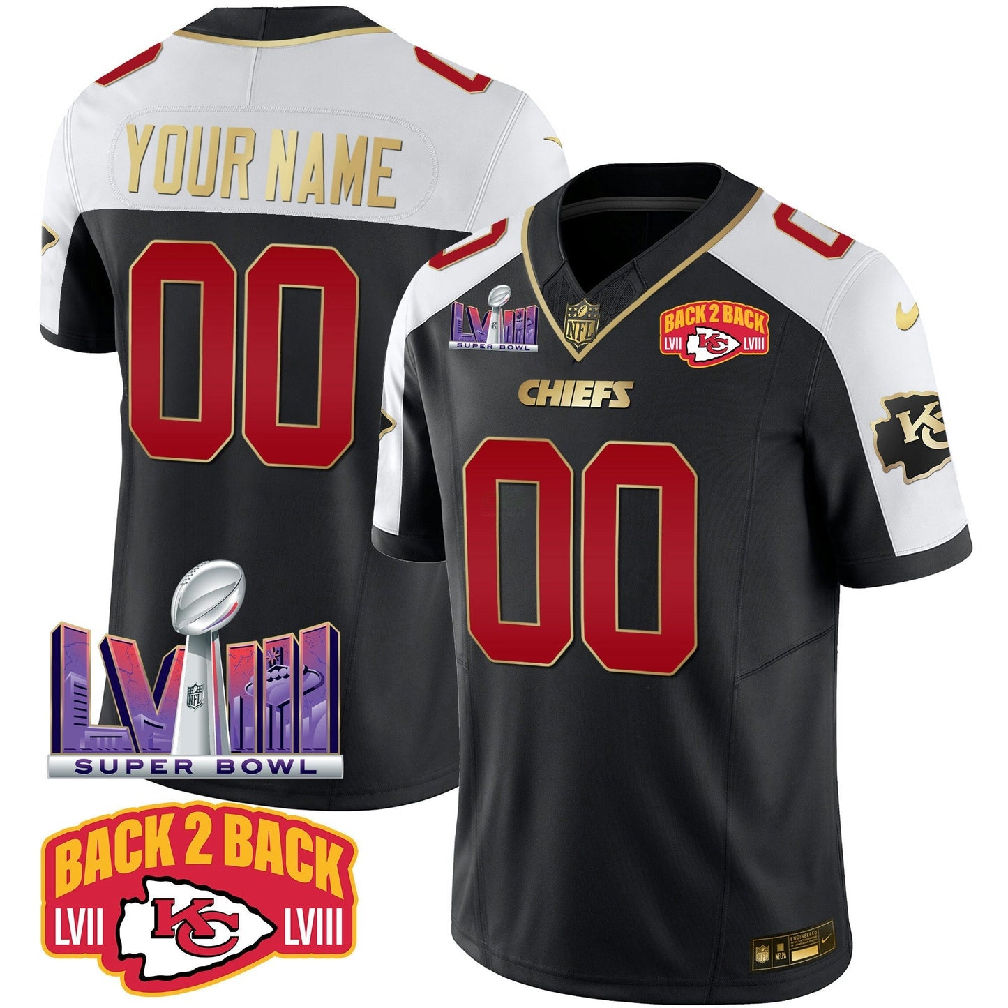 Camisa NFL Super Bowl LVIII & Back 2 Back Patch Vapor Jersey