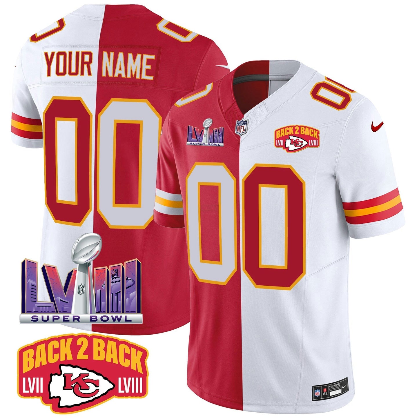 Camisa NFL Super Bowl LVIII & Back 2 Back Patch Vapor Jersey V2