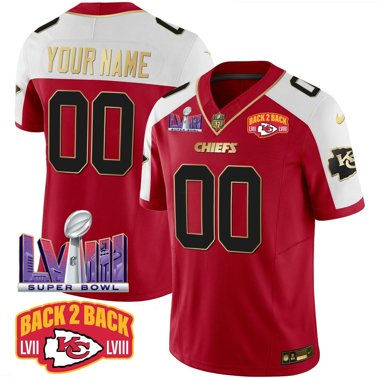 Camisa NFL Super Bowl LVIII & Back 2 Back Patch Vapor Jersey
