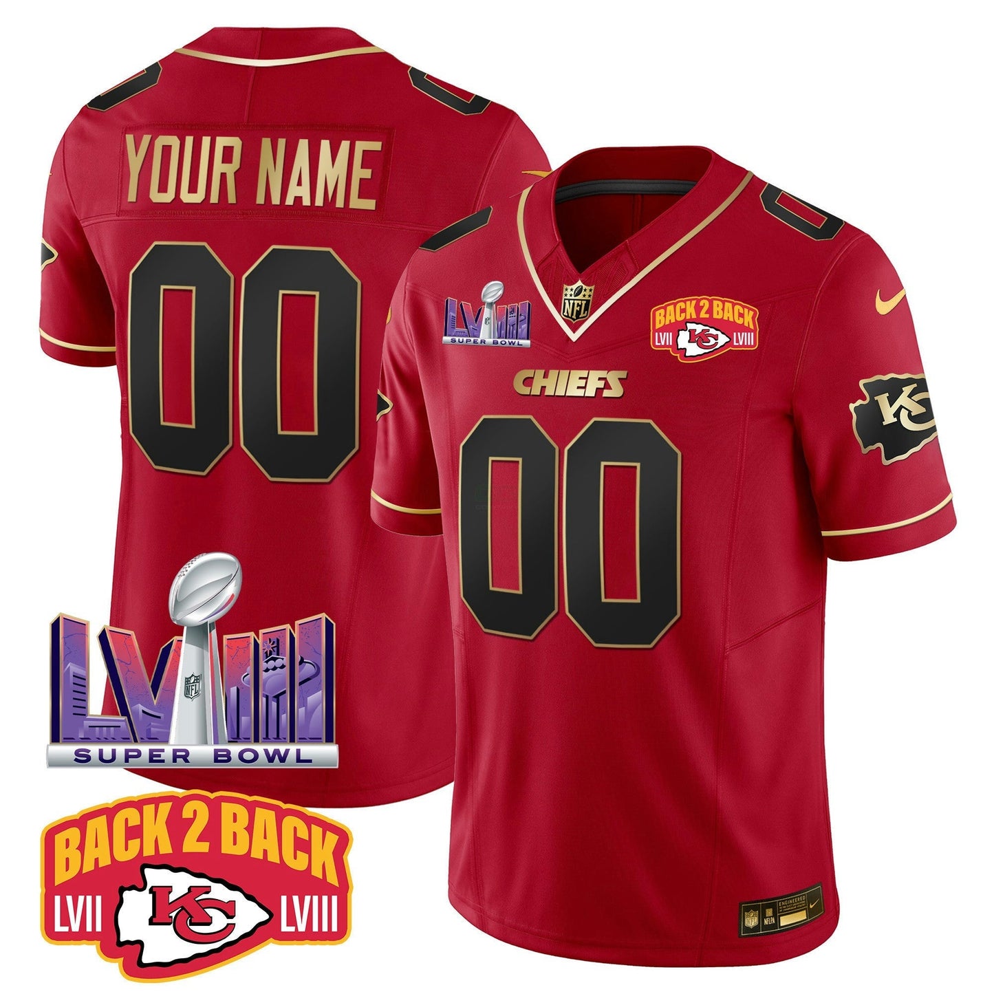 Camisa NFL Super Bowl LVIII & Back 2 Back Patch Vapor Jersey