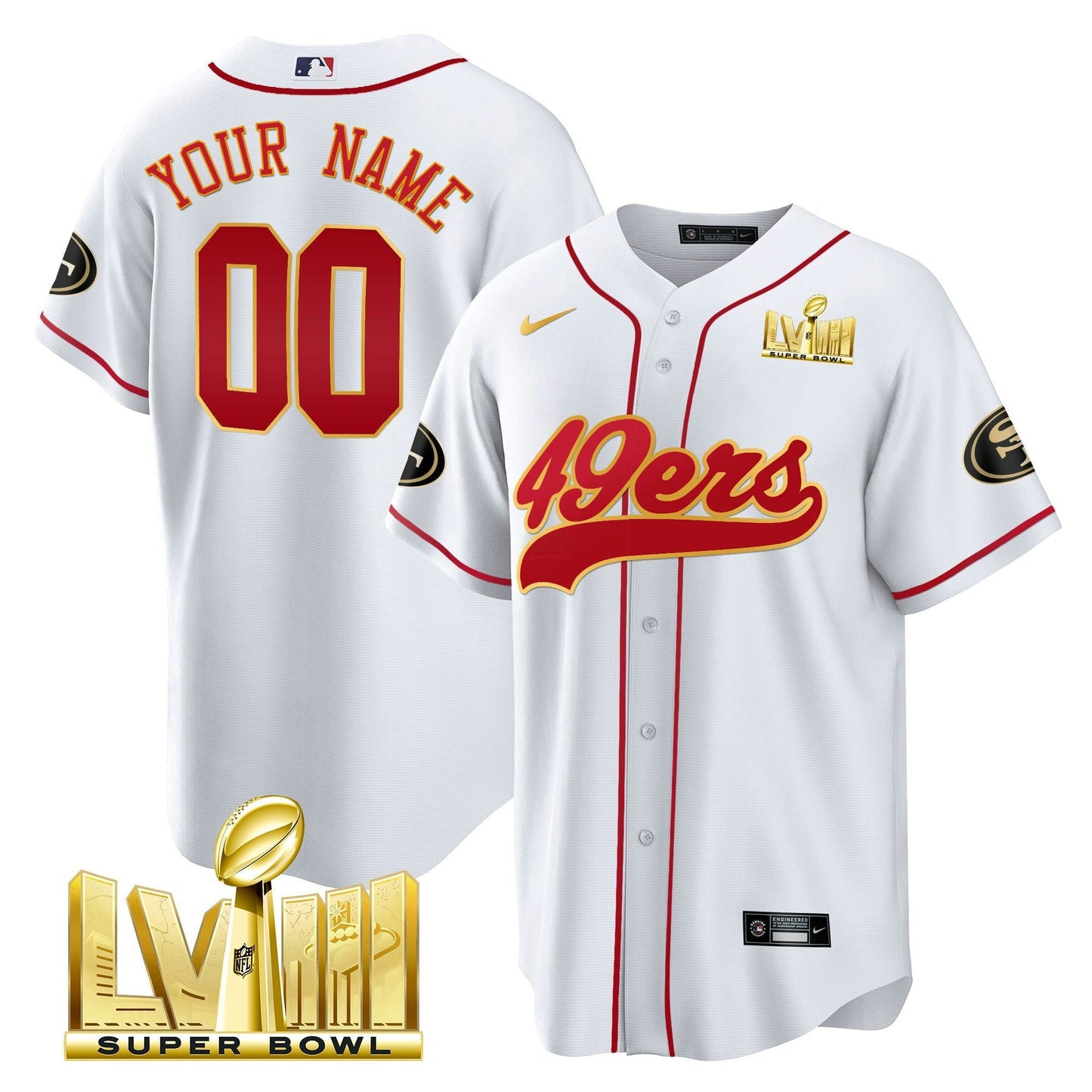 Camisa NFL Super Bowl LVIII Dourada Patch Jersey