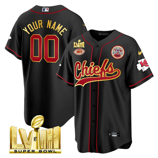 Camisa NFL Kansas City Chiefs Super Bowl LVIII Dourada Patch Jersey