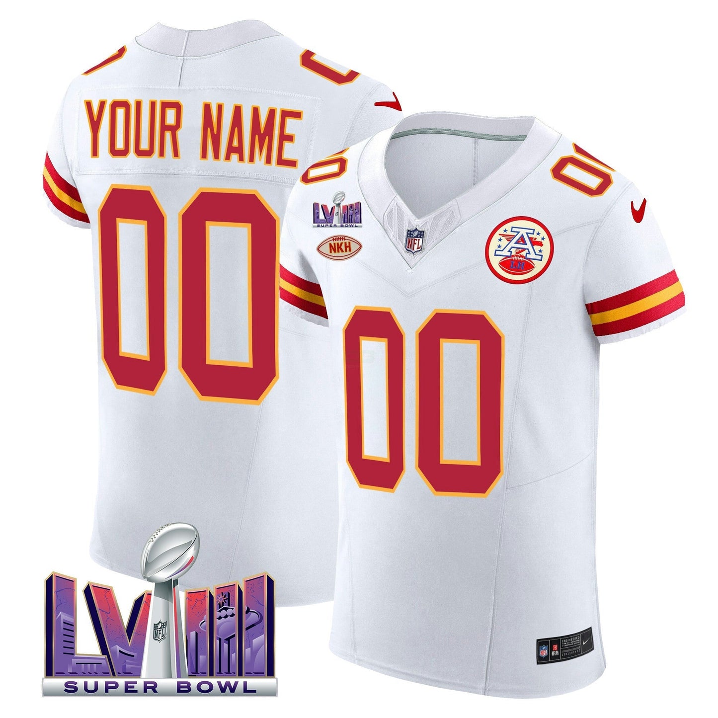 Camisa NFL Kansas City Chiefs Super Bowl LVIII Dourada Patch Vapor Elite Jersey