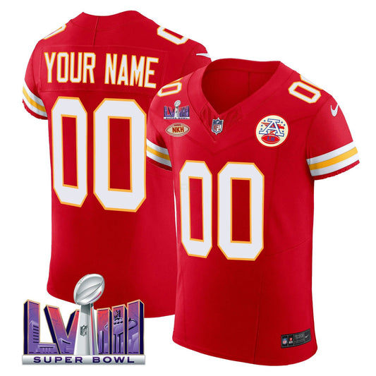 Camisa NFL Kansas City Chiefs Super Bowl LVIII Dourada Patch Vapor Elite Jersey