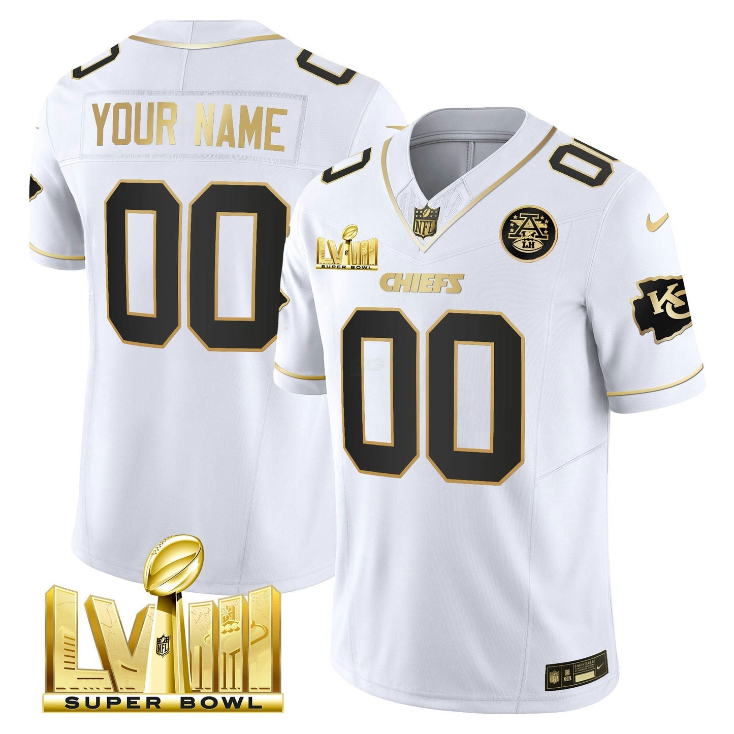 Camisa NFL Super Bowl LVIII Dourada Patch Vapor Jersey V4