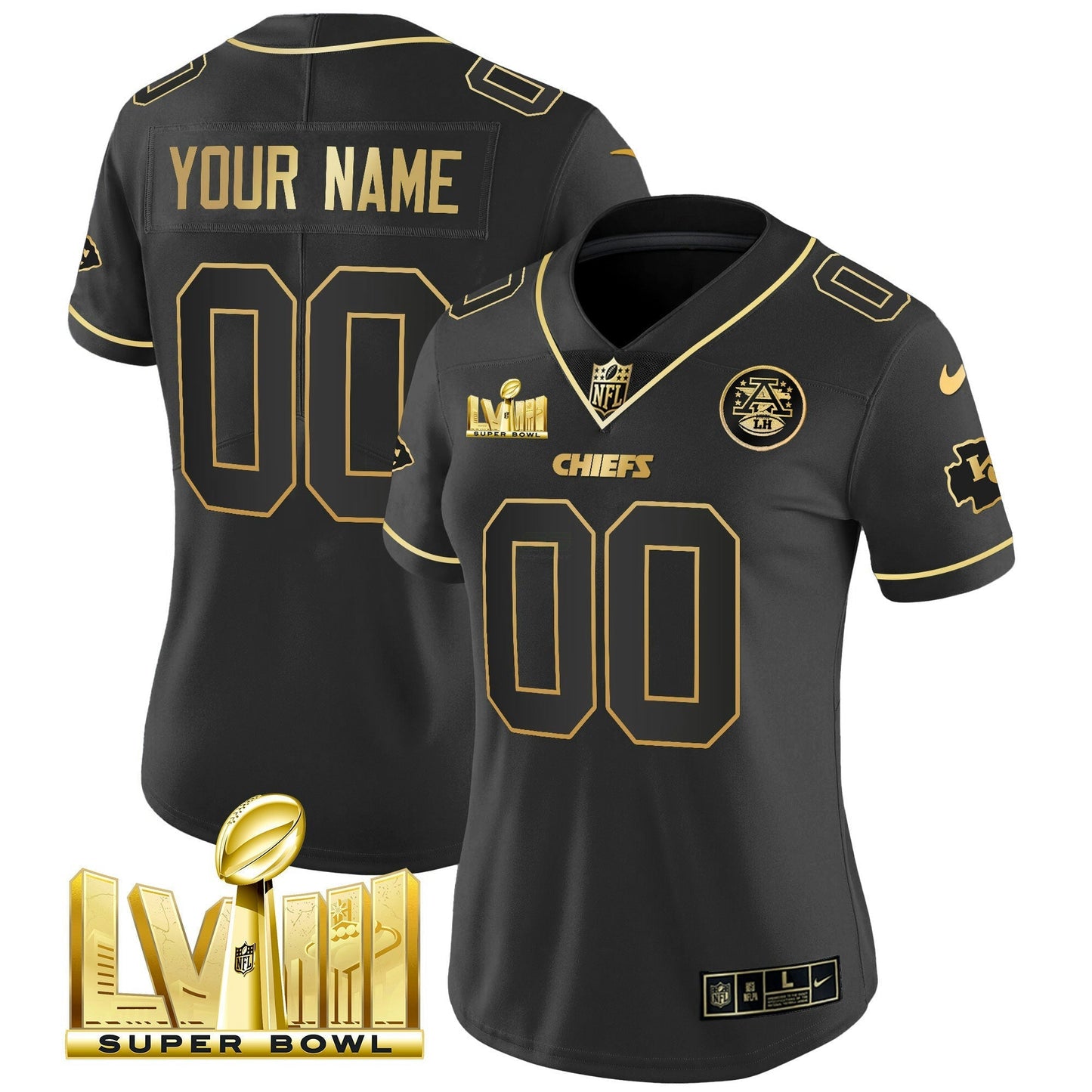 Camisa NFL Super Bowl LVIII Dourada Patch Vapor Jersey V4