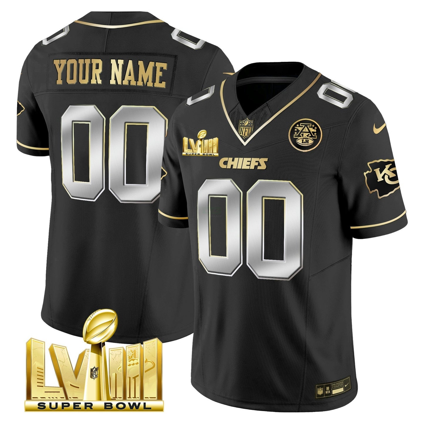 Camisa NFL Super Bowl LVIII Dourada Patch Vapor Jersey V4