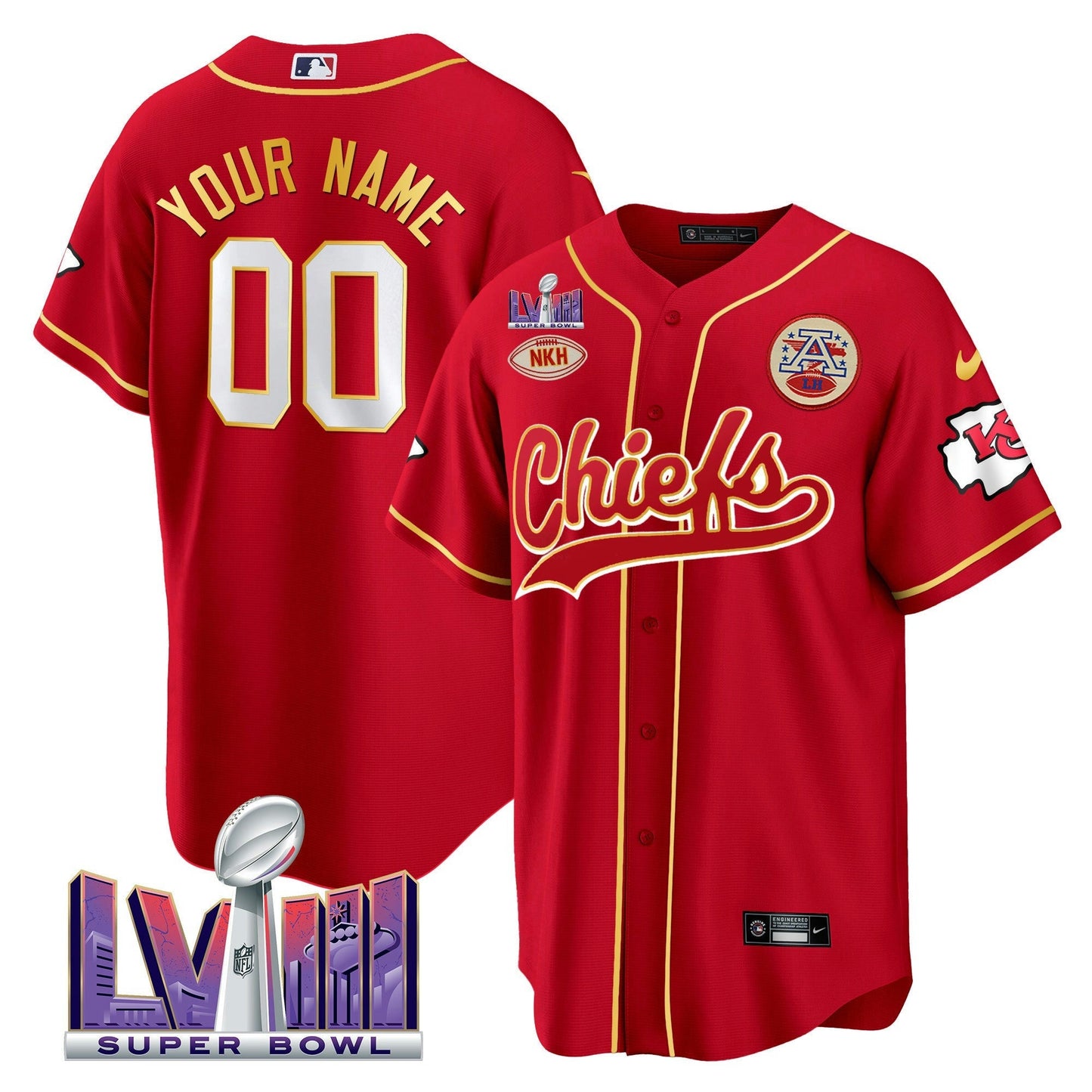Camisa NFL Kansas City Chiefs Super Bowl LVIII Patch Jersey