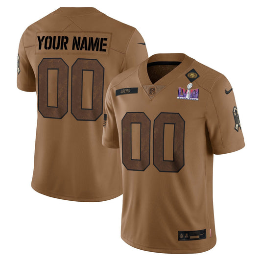 Camisa NFL Super Bowl LVIII Patch Salute To Service Marrom Limited Jersey - Marrom