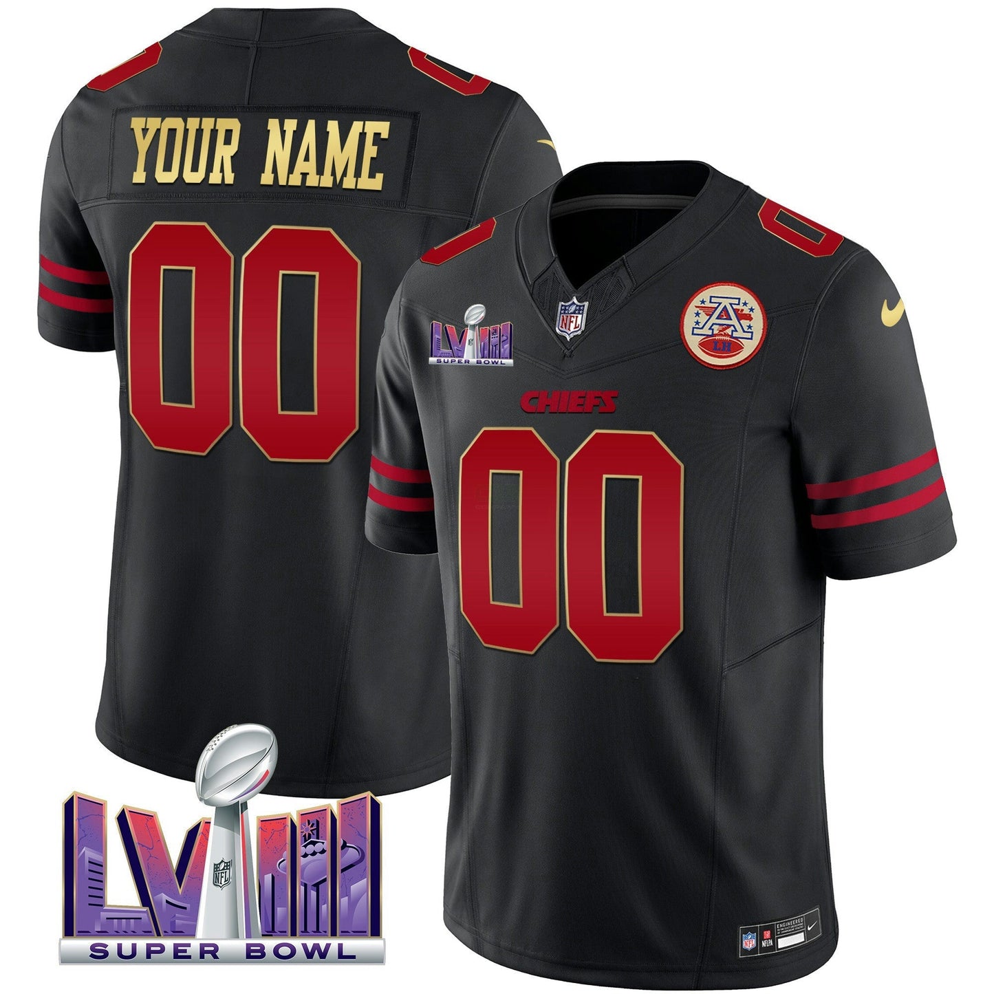 Camisa NFL Kansas City Chiefs Super Bowl LVIII Patch Vapor Jersey