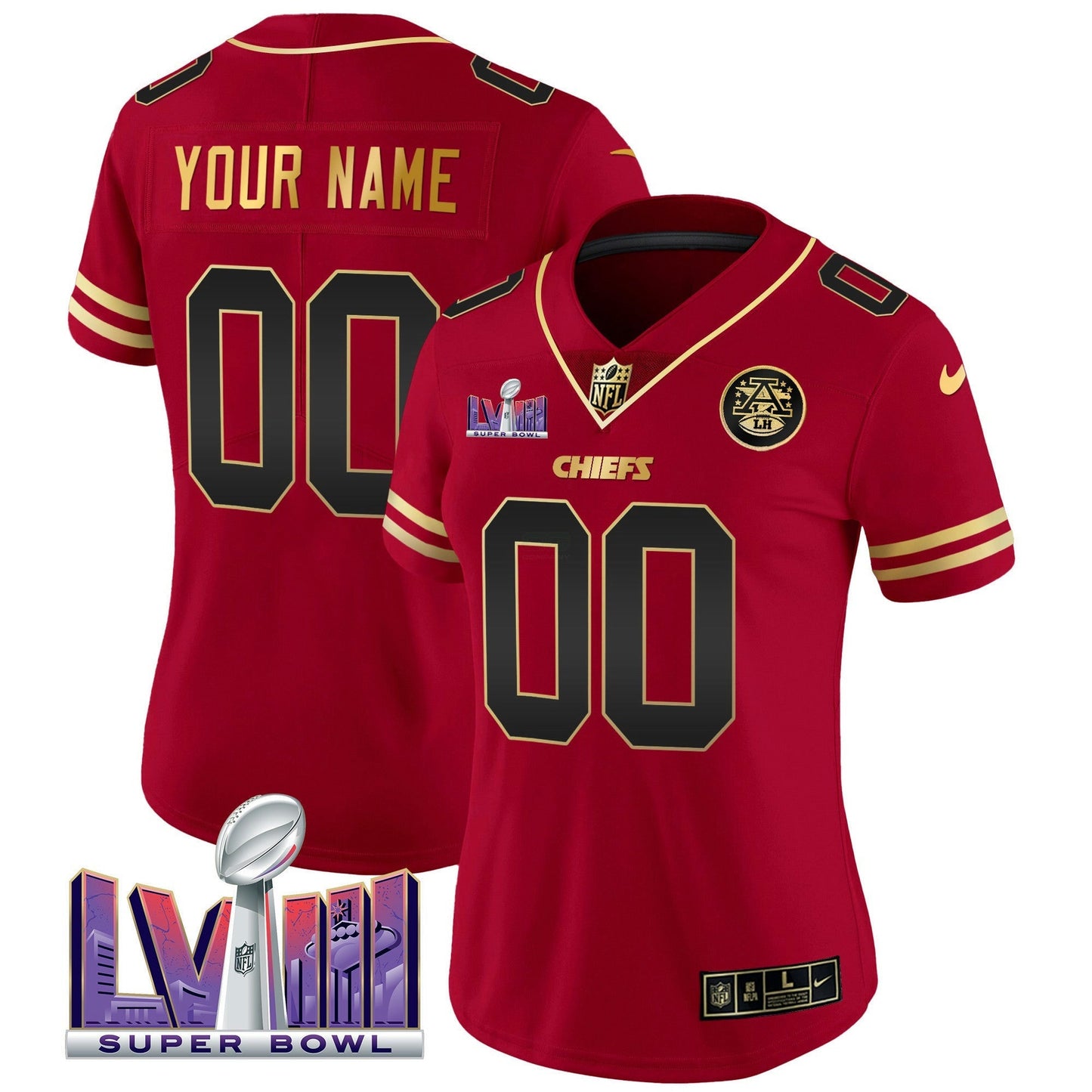 Camisa NFL Kansas City Chiefs Super Bowl LVIII Patch Vapor Jersey