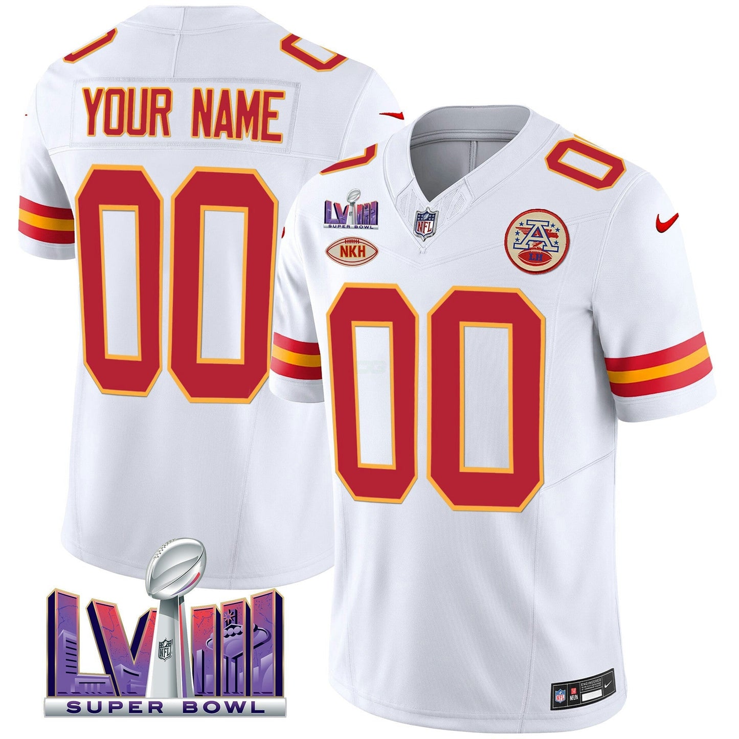 Camisa NFL Kansas City Chiefs Super Bowl LVIII Patch Vapor Jersey V2