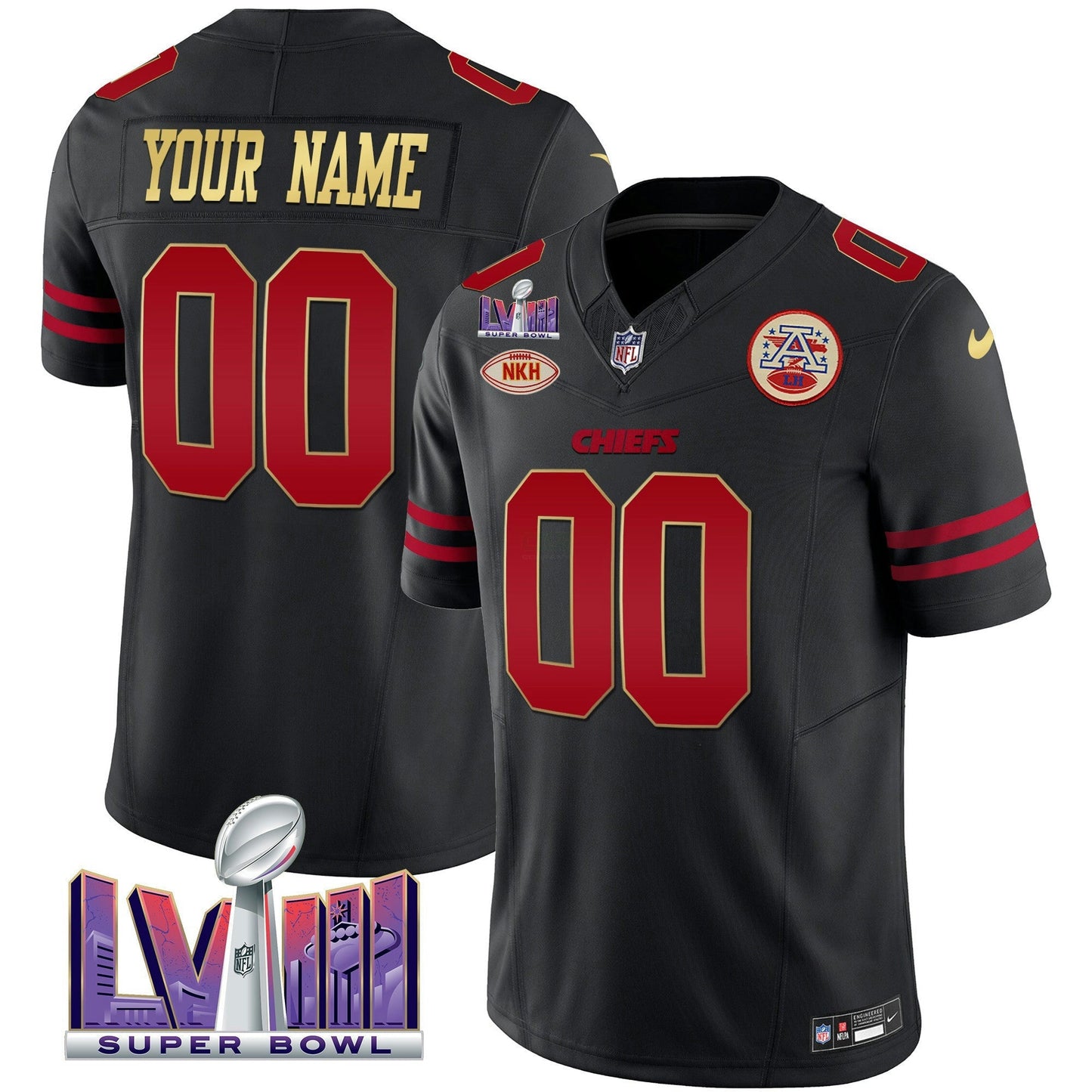 Camisa NFL Kansas City Chiefs Super Bowl LVIII Patch Vapor Jersey V2