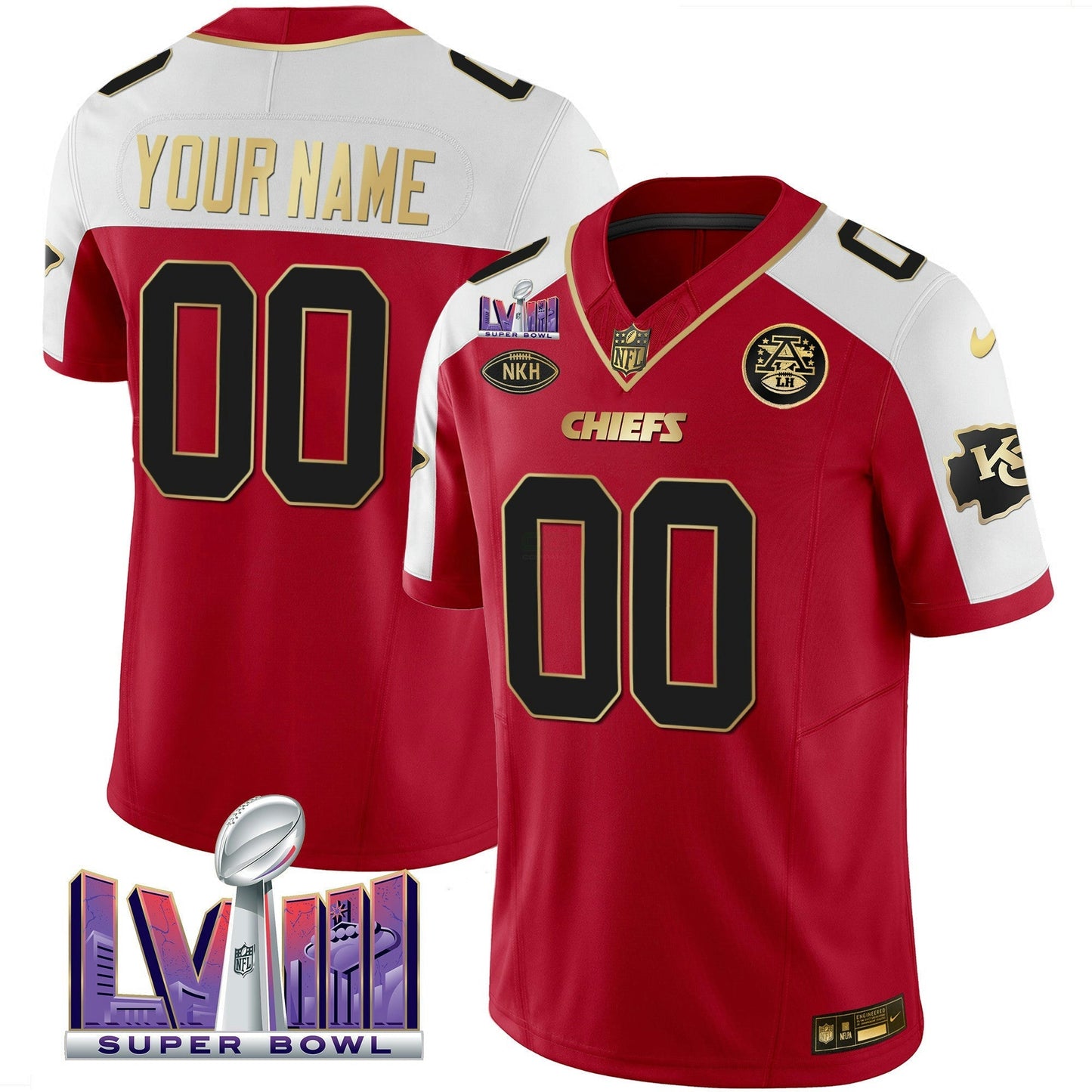 Camisa NFL Kansas City Chiefs Super Bowl LVIII Patch Vapor Jersey V2