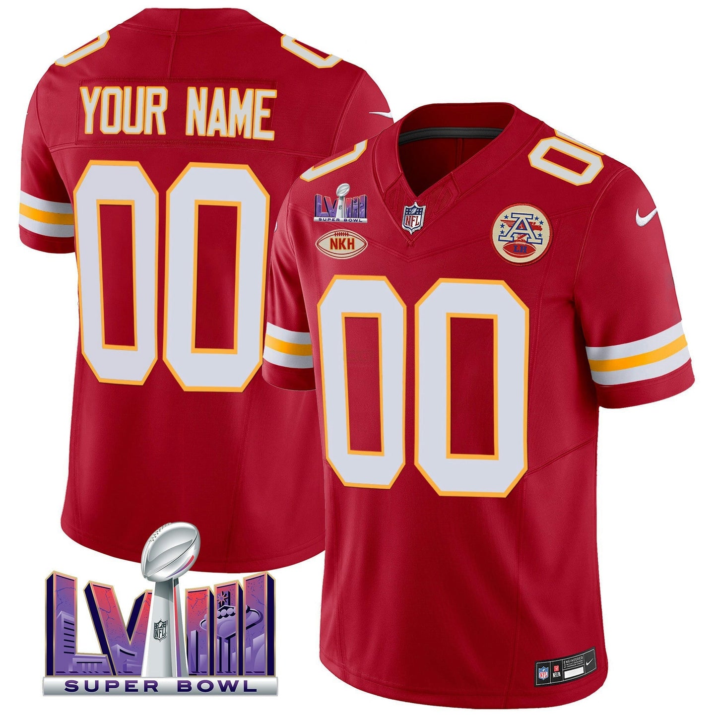 Camisa NFL Kansas City Chiefs Super Bowl LVIII Patch Vapor Jersey V2